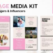 3 Page Media Kit Template in Light Pink Color