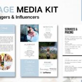 3 Page Media Kit Template in Light Blue color