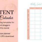 Weekly Social Media A4 Planner Instant Download, Digital Business Social Media Content Strategy Planner Marketers Bloggers Influencers